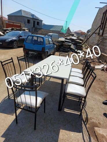 Masa və oturacaq dəstləri: Qonaq otağı üçün, Yeni, Açılan, Dördbucaq masa, 4 stul — 17