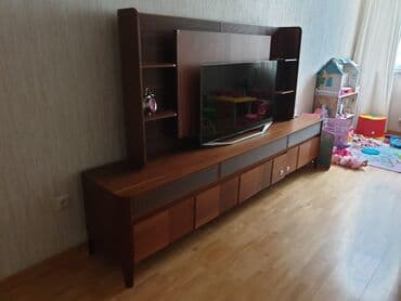 мебель эмбавуд в баку каталог: Б/у, Прямой ТВ стенд, С полками, Деревянный, Турция — 4