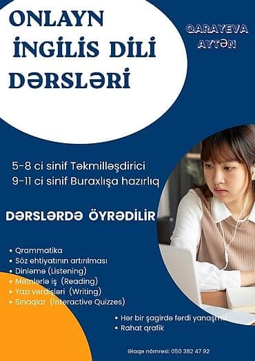 saz kursu: Xarici dil kursu, İngilis dili, Uşaqlar üçün, Abituriyentlər üçün — 1