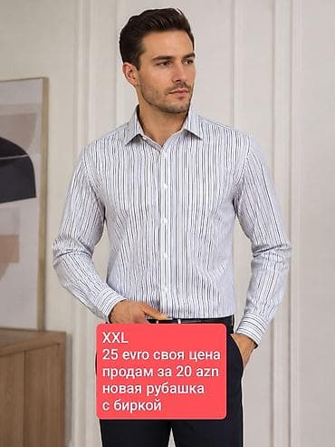 dini geyim: Kişi köynəyi – zolaqlı dizayn, uzunqol, klassik yaxalıq, düyməli ön — 1