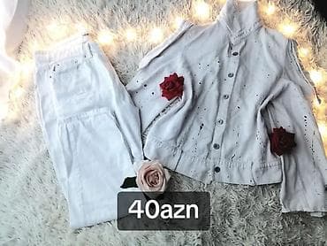 dini şekiller: Qadın geyim dəstləri 1) Ağ-qara dama naxışlı dəst - Jaket: qara — 2