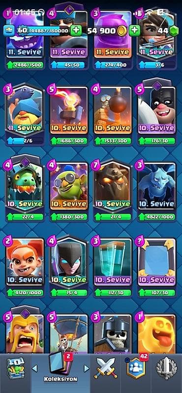 kart oyunları: Clash Royale hesabı – yüksək səviyyəli kolleksiya - Kral Səviyyəsi — 9