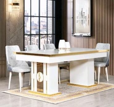 stol üçün döşək: Qonaq otağı üçün, Yeni, Açılan, Dördbucaq masa, 6 stul — 1