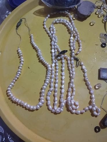 Təbii mirvari boyunbağılar dəsti - Material: təbii şirin su