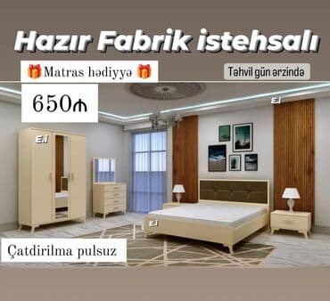 односпальная кровать: *Yataq Dəsti 650Azn💥* ✔️Matras hədiyyə ✔️Rəng seçimi var *✔️ — 1