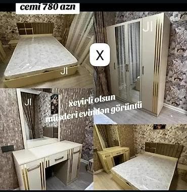 stol ev ucun: Yataq otağı dəsti Tərkibi: - Yumşaq başlıqlı ikinəfərlik çarpayı — 1