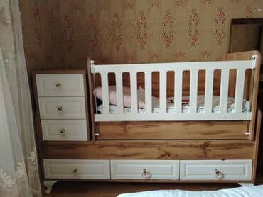 купить кровать трансформер: Oğlan və qız üçün, Dördbucaq, Beşik, Dəst ilə, Matrassız, Yellənmə mexanizmsiz — 5