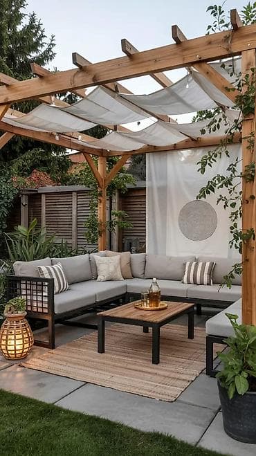 rcd perde: Bağ/pergola qurulumu – taxta konstruksiya və açıq hava istirahət — 4