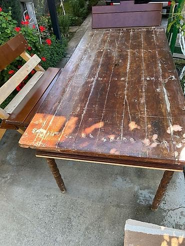 taxta stullar: Stol-150 AZN Stul biri-40 azn Taxta yemək/bağ masası - Material: tam — 1