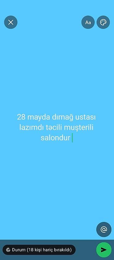İş: Dırnaq ustası tələb olunur, Yerin icarəsi, Materialların təqdim olunması — 1