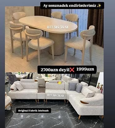 kreditle divanlar: Mebel dəstləri – Original fabrik istehsalı 1) Yemək masası və stul — 1