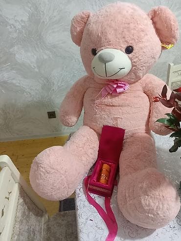 Böyük plyuş ayı və hədiyyə qutusunda ətir dəsti - Rəng: açıq çəhrayı — 2