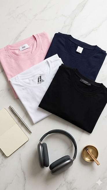 Unisex basic t‑shirt kolleksiyası - Rənglər: qara, ağ, tünd göy və lalafo.az -da Unisex basic t‑shirt kolleksiyası - Rənglər: qara, ağ, tünd göy və