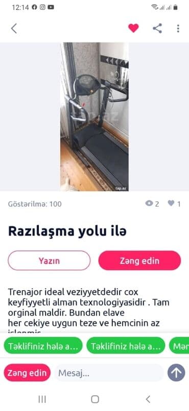 Trenajor ideal veziyyetdedir cox keyfiyyetli alman texnologiyasidir