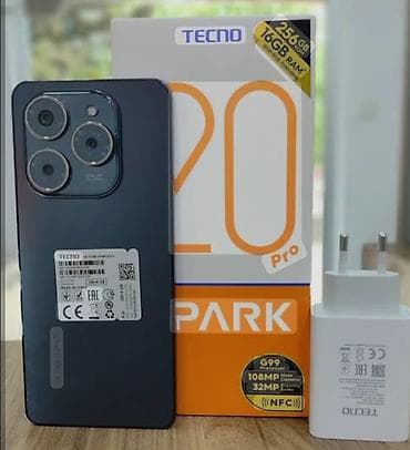 Tecno Spark 20 Pro, 256 GB, rəng - Qara, İki sim kartlı