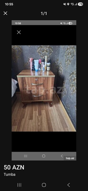 Taxta rəngli komod/tumba - Klassik dizaynlı, kompakt ölçülü yataq