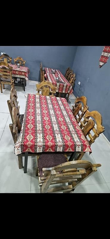Restoran mebeli: *Seva Xirdalan*pubrestoran ucun taxtadan keyfiyyetli masa desti — 1
