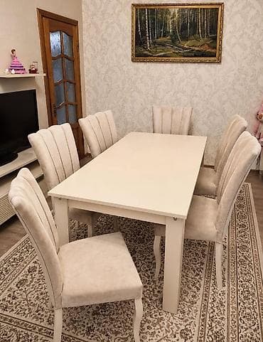 parca bez: Mətbəx üçün, İşlənmiş, Açılmayan, Dördbucaq masa, 6 stul — 1
