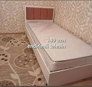 Ev və bağ: Tek nəfərlik çarpayı və döşək dəsti - Minimalist dizaynlı, ağ korpus — 1