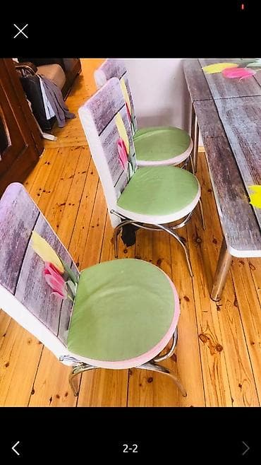 stollar ve stullar: Mətbəx üçün, Dördbucaq masa, 4 stul — 2
