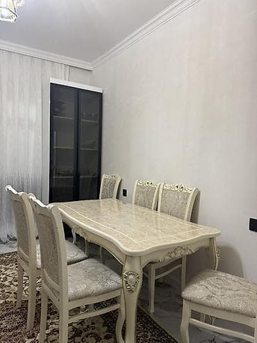 komputer stullari: Klassik üslubda yemək otağı dəsti – Dəst: 1 yemək masası + 6 stul – — 2