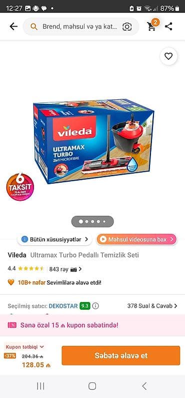su daciki: Teze,Gencede Vileda döşəmə təmizləmə dəsti,almanyadan alinib - — 5