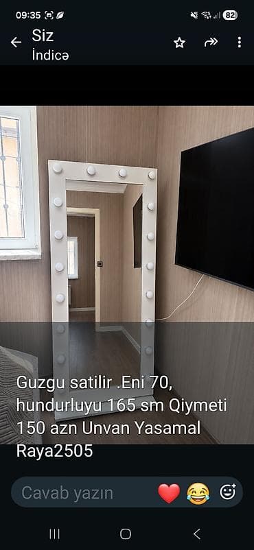 qaqa şekilleri profil ucun: Vizaj güzgüsü – LED işıqlı, ağ çərçivə. - Ölçülər: eni 70 sm — 1
