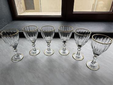 qab qacak: Qədəhlər, rəng - Qızılı, Şüşə, 6 ədədli dəst — 1