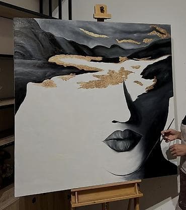 26 yas sekilleri: Məhsul: Abstrakt portret tablo - Ölçü: 120x120 - Texnika: kətan — 1