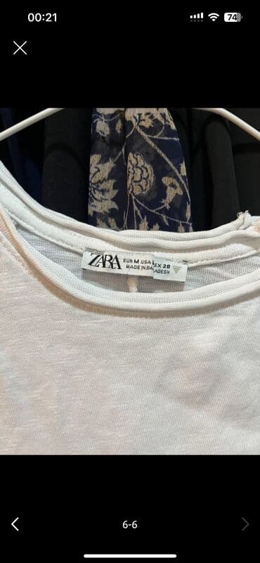 pencekler qadin ucun: Мужская футболка, Zara, M, цвет - Белый — 4