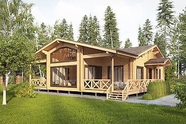 Reklam, çap: Taxta ev layihələri – birmərtəbəli, geniş teraslı Təsvir: - Klassik — 7