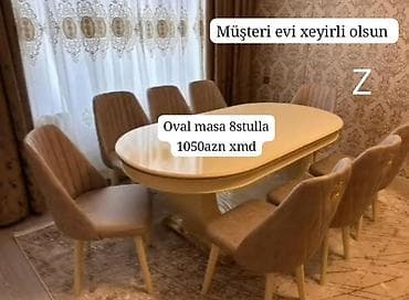ev stul: Qonaq otağı üçün, Yeni, Oval masa, 8 stul — 1