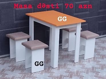 quxna mebel: Mətbəx üçün, Yeni, Açılmayan, Kvadrat masa, 4 stul — 4