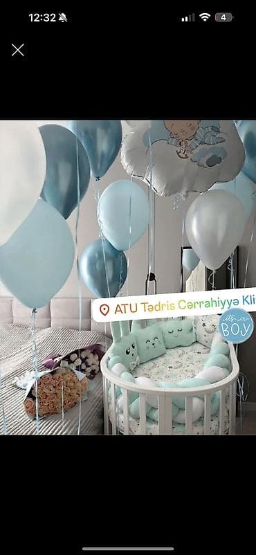 toy dekor satisi: Oğlan və qız üçün, Yumru, Beşik, Dəst ilə, Yellənmə mexanizm ilə — 1