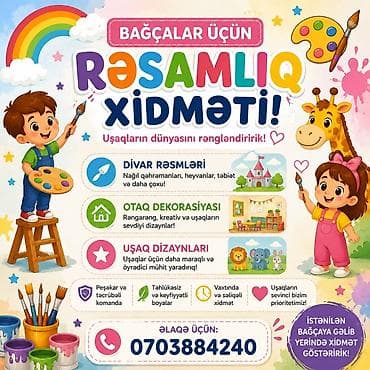 malyar işleri: Bağçalar üçün Rəsmlik Xidməti – “Uşaqların dünyasını rəngləndiririk!” — 1