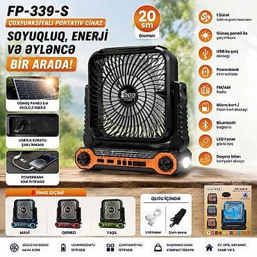 ventil: FP-339-S Çoxfunksiyalı Portativ sərinkeş radio powerbank fənər . ❄️ — 8
