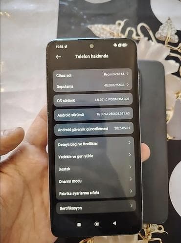 11 telefon: Redmi Note 14, 256 GB, rəng - Ağ, Sensor — 8