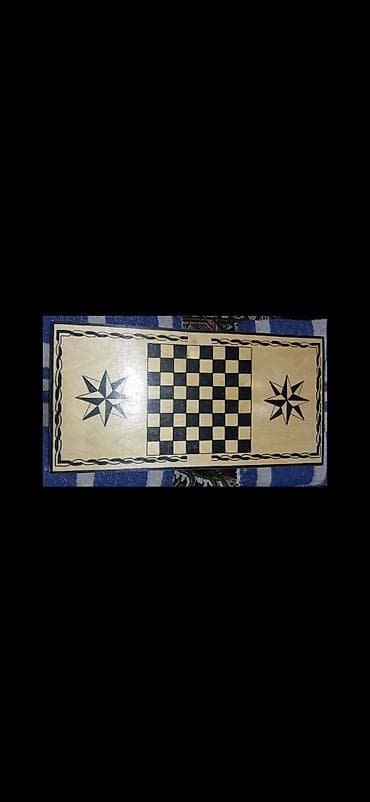 Taxta nərd–şeﬃl‑şahmat dəsti - Material: cilalanmış təbii ağac, qara — 3