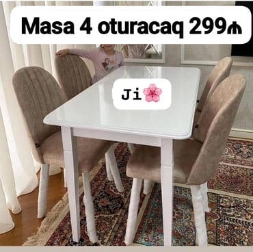 стол со стульями: 🇹🇷Turkiye istehsali. Metbex masa desti Masa 4 oturacaq divan Masa — 1