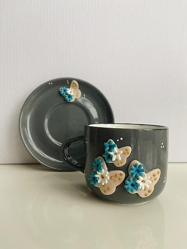 cuqun saç: Çay dəsti, rəng - Boz, Keramika — 5