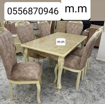 dairevi masa: Qonaq otağı üçün, Yeni, Açılmayan, Dördbucaq masa, 6 stul — 13