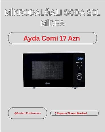 Mikrodalğalı soba Midea, Ayrıca dayanan, Mikrodalğalar ilə, rəng - Qara, Yeni
