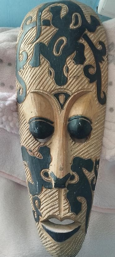 Şəkillər, tablolar: Taxta dekorativ maska - Material: tam ağacdan yonulmuş, əl işidir - — 2