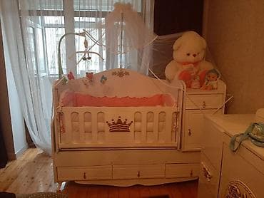 Ресторанная мебель: Для девочки, Б/у, Колыбель, С бортиками, С матрасом, С механизмом качания — 1