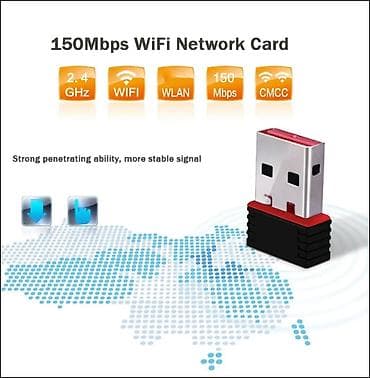 USB Wi‑Fi adapter – 150 Mbps, 2.4 GHz - Çipset: RTL8188 - Standart