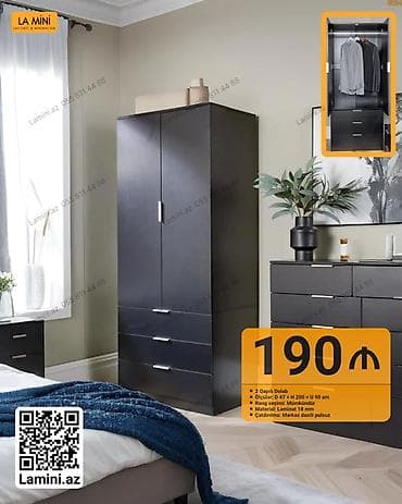 2 qapılı paltar dolabı – La Mini - Ölçülər: E 47 × H 200 × U 90 sm - lalafo.az -da 2 qapılı paltar dolabı – La Mini - Ölçülər: E 47 × H 200 × U 90 sm -
