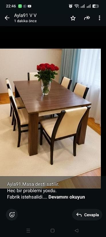 perla mebel fabriki: Ayla91.Masa desti satilir. Hec bir problemi yoxdu. Fabrik istehsalidi — 1