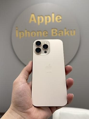 iphone 12 2 ci el: IPhone 16 Pro Max, 256 GB, Qızılı, Zəmanət, Simsiz şarj, Face ID — 1