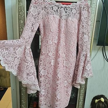 gupur donlar: Zərif qızılı-çəhrayı rəngdə krujeva don - Model: Düz kəsimli, dizə — 2