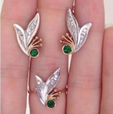 1 qram ağ qızılın qiyməti: Российский заводской бриллиантовый комплект 583 проба Вес 10.2 грамма — 1